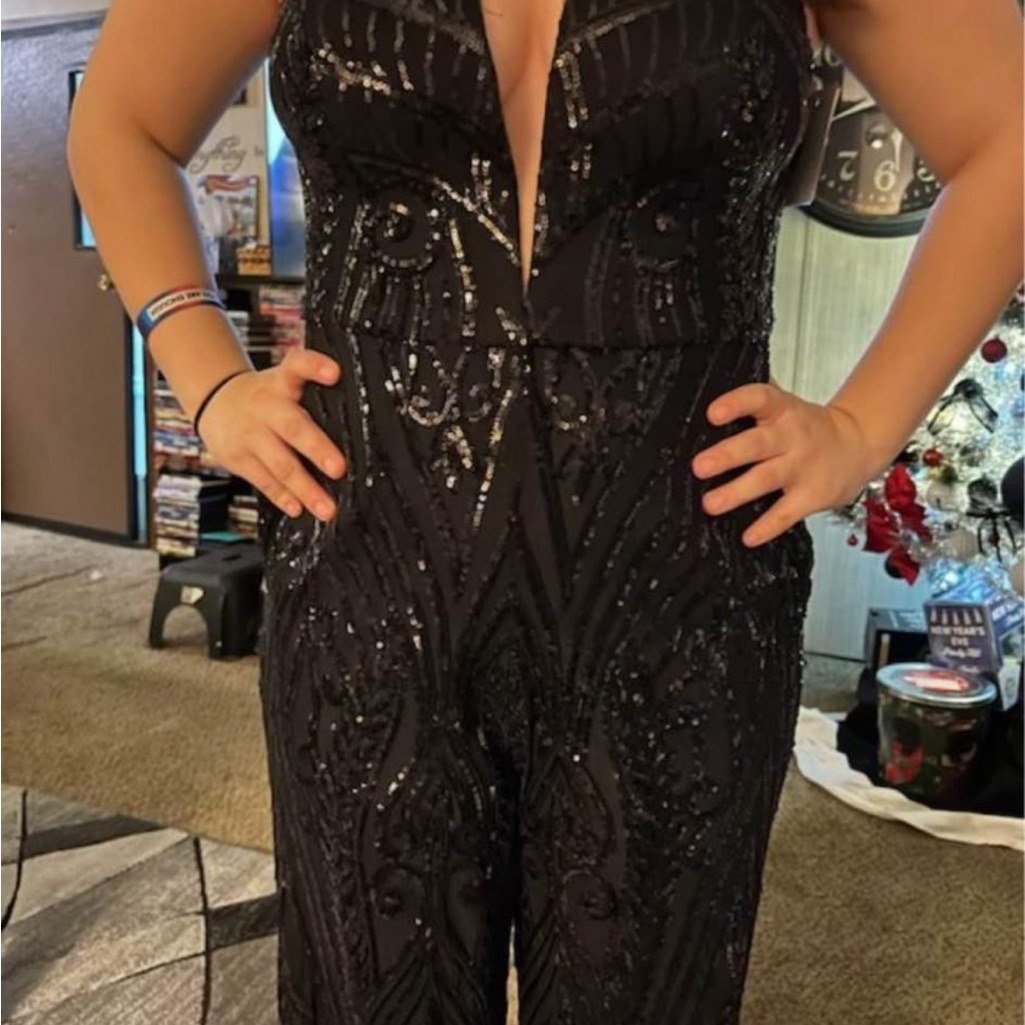 Beautiful Black Formal Pantsuit From David’s Bridal.